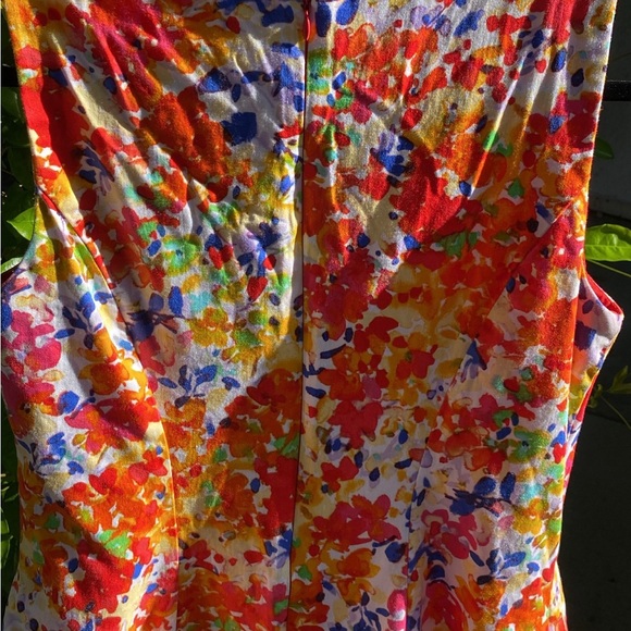 Floral Multicolor|Size 10|Midi|Fit&Flare|V-Neck|Sleeveless |Invisible zipper - Picture 8 of 8
